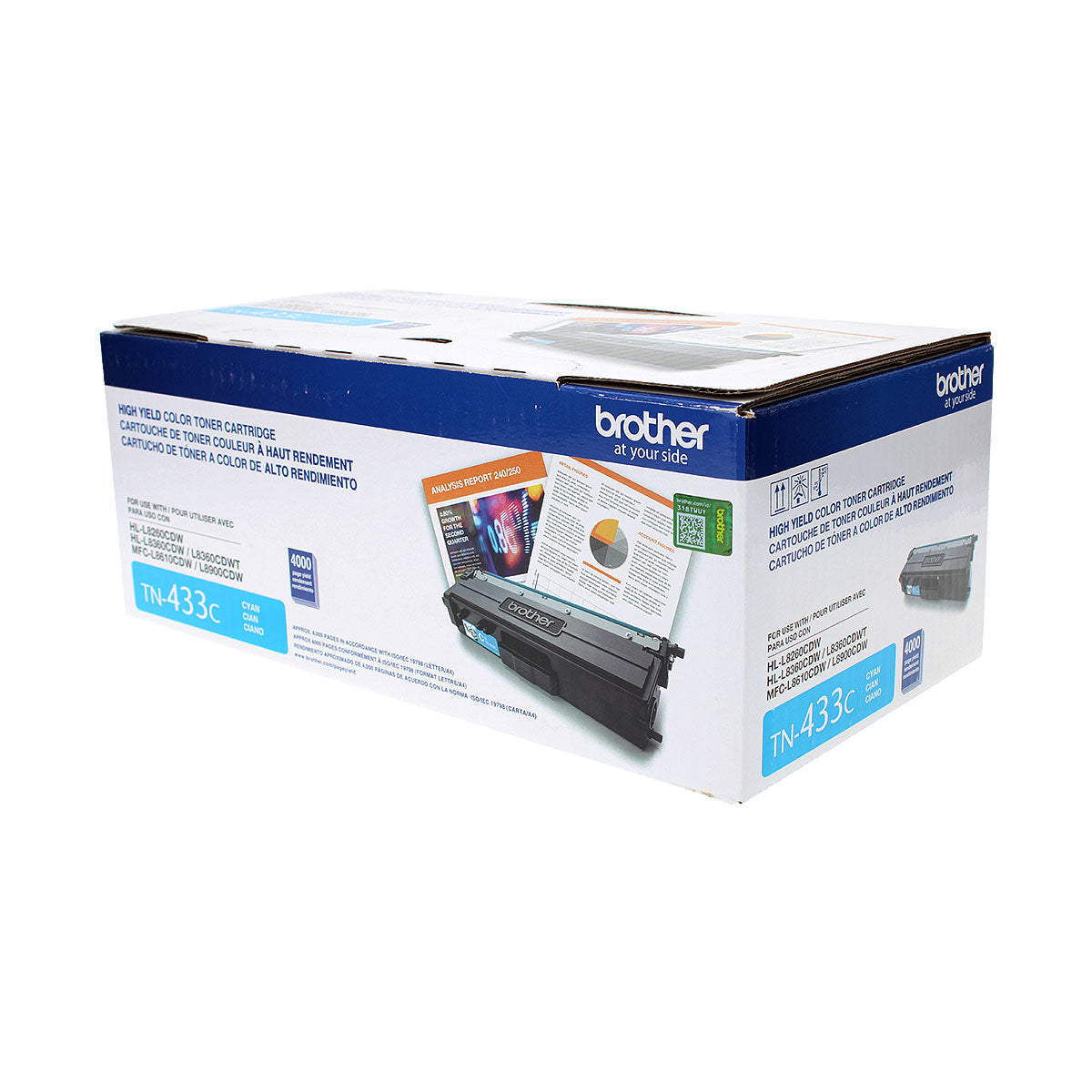 Brother (TN433C) Toner Cartridge, Cyan 4K High Yield