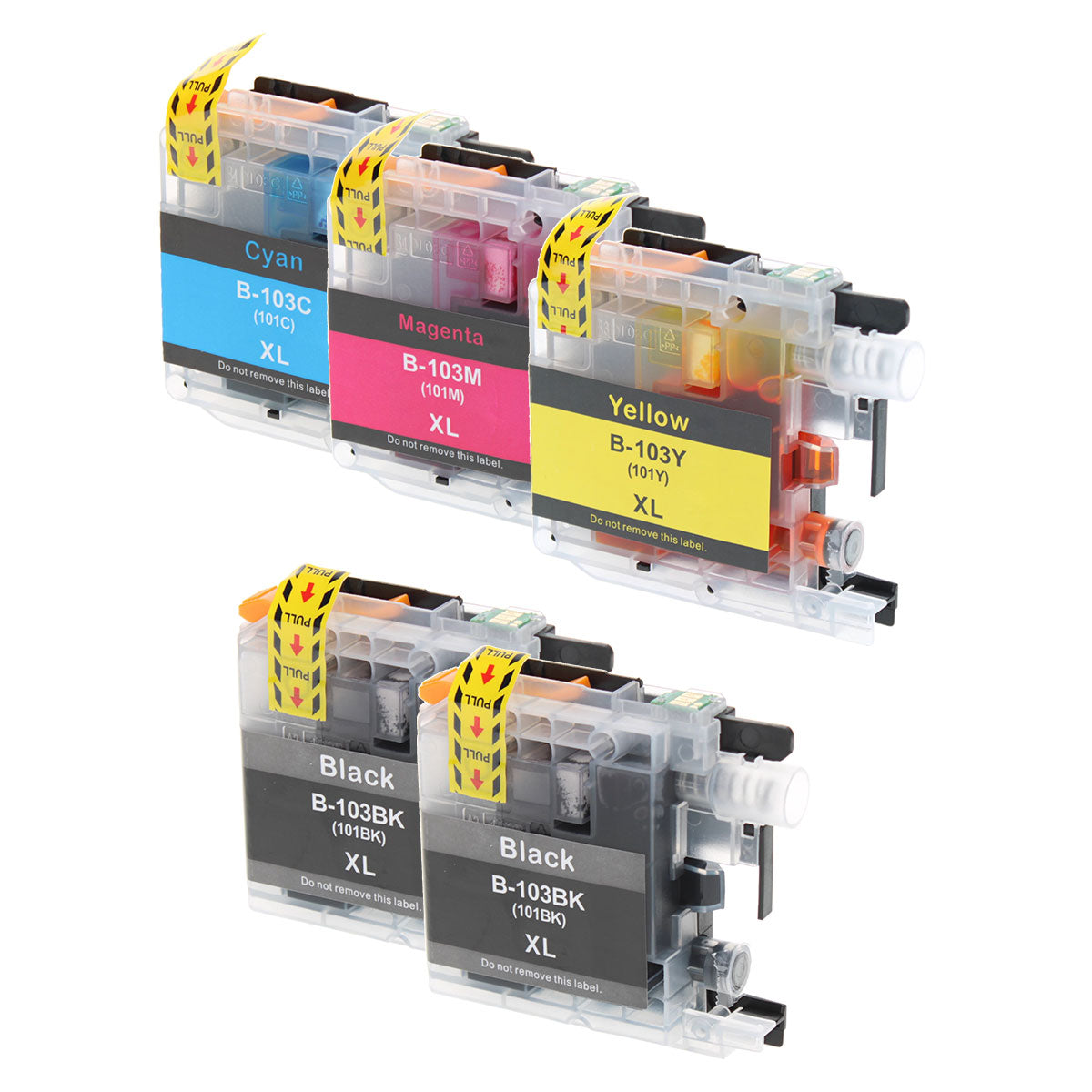 Brother LC1035PKS 2xLC103BK Remanufactured Toner Cartridge 2Xblack Cyan Magenta Yellow 600 High Yield 5-Pack