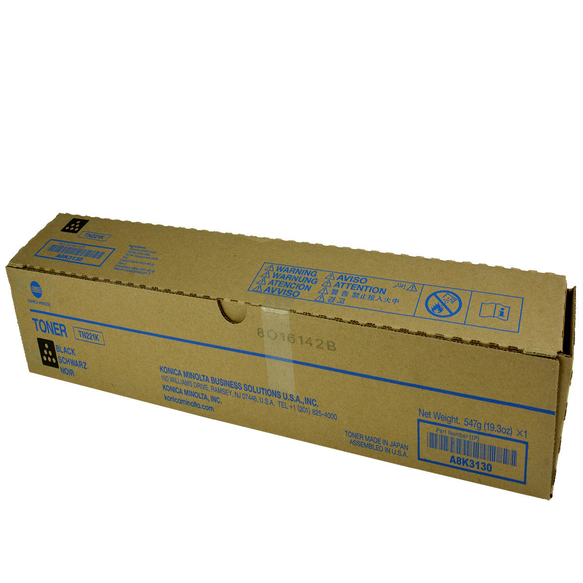 Konica Minolta TN221K (A8K3130) Toner Cartridge, Black 24K Yield