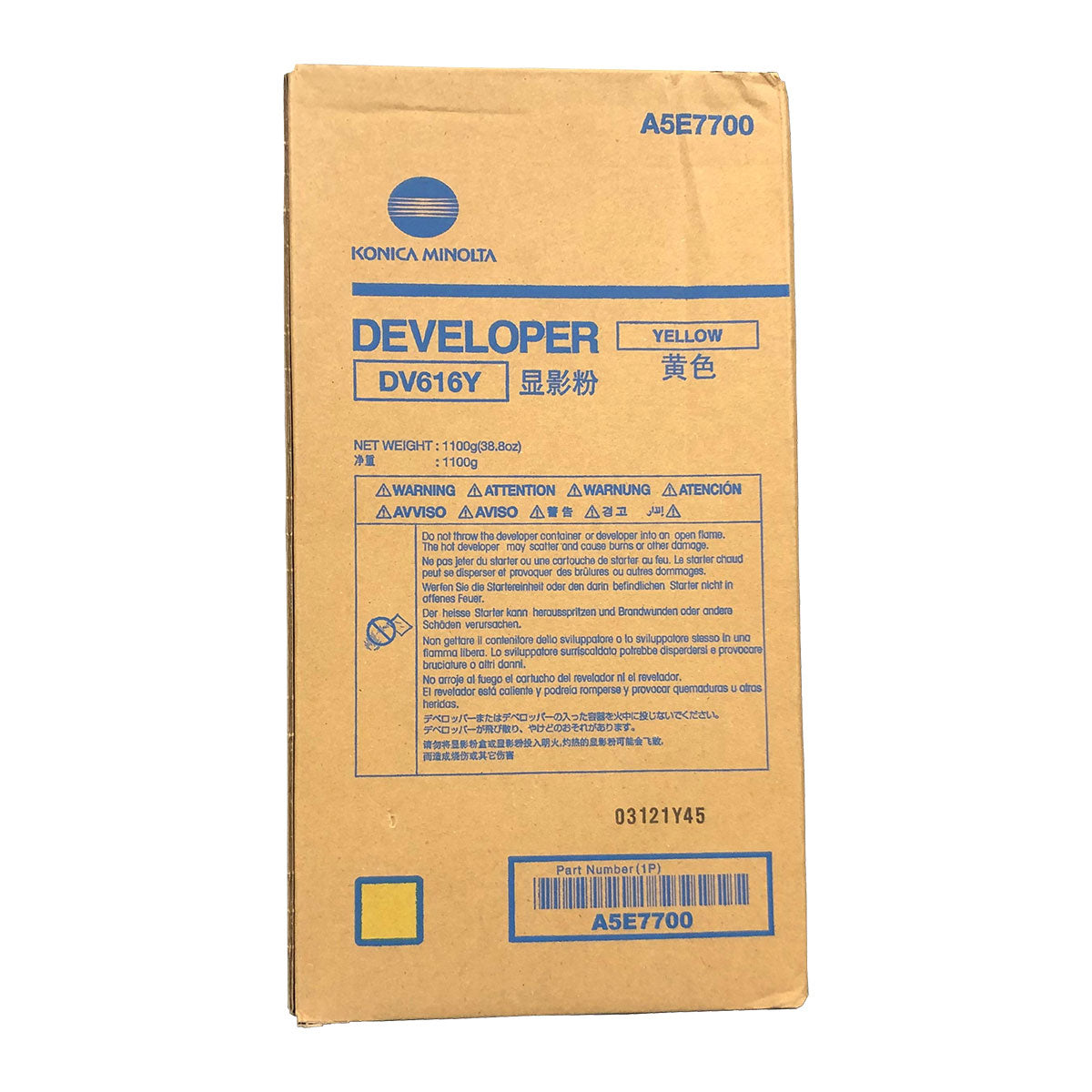Konica Minolta DV616Y (A5E7700) Developer, Yellow 850K Yield