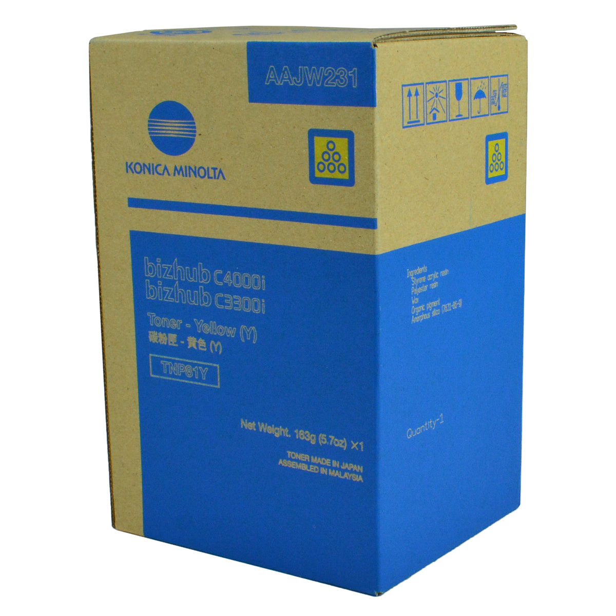 Konica Minolta TNP81Y (AAJW231) Toner Cartridge, Yellow 9K Yield