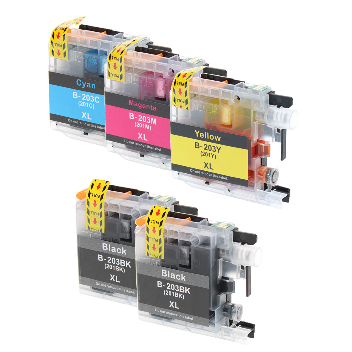 Brother LC2035PKS 2xLC203BK Remanufactured Toner Cartridge 2Xblack Cyan Magenta Yellow 550 High Yield 5-Pack