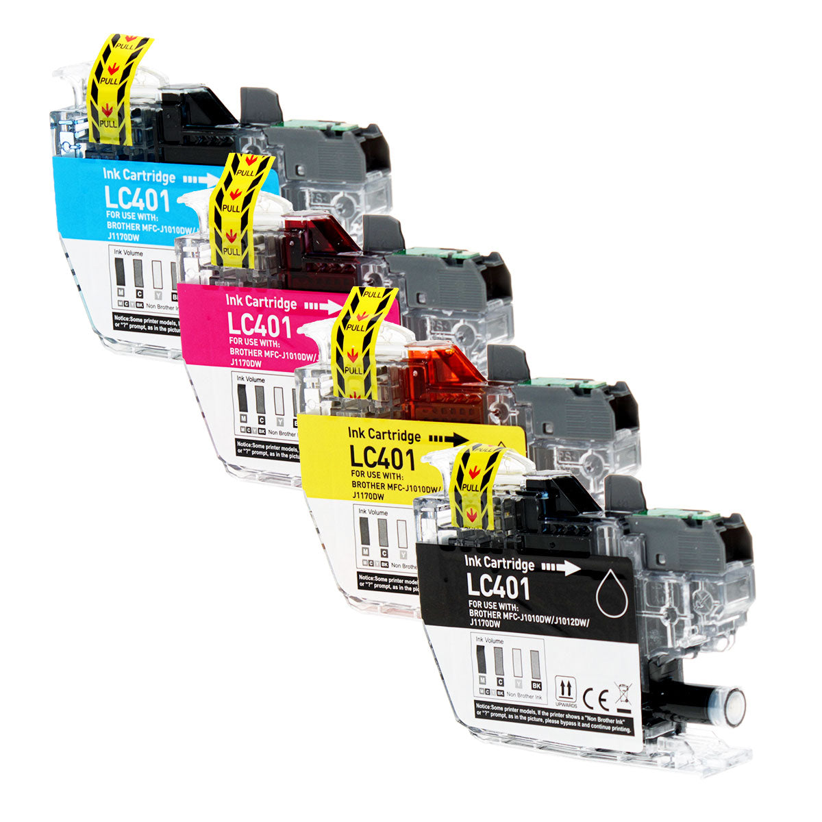 Brother LC4014PKS LC401BK Remanufactured Toner Cartridge Black Cyan Magenta Yellow 200 Standard Yield 4/Pack