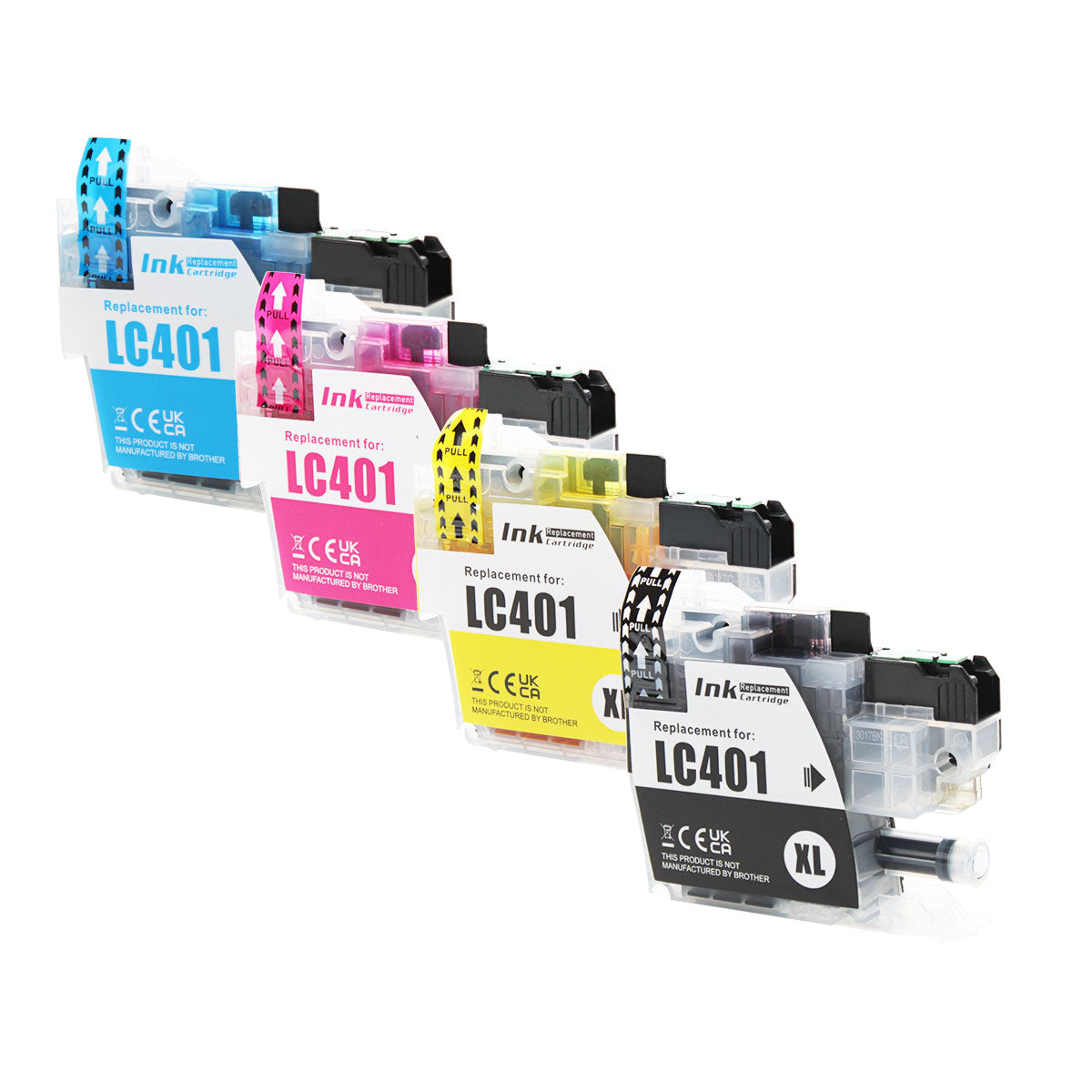Brother LC401XL4PKS LC401XLBK Remanufactured Toner Cartridge Black Cyan Magenta Yellow 500 High Yield 4/Pack