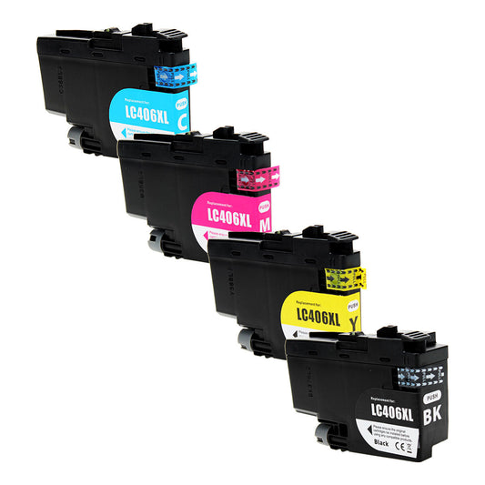 Brother LC406XL4PKS LC406XLBK Remanufactured Toner Cartridge Black Cyan Magenta Yellow 6000/5000 High Yield 4/Pack