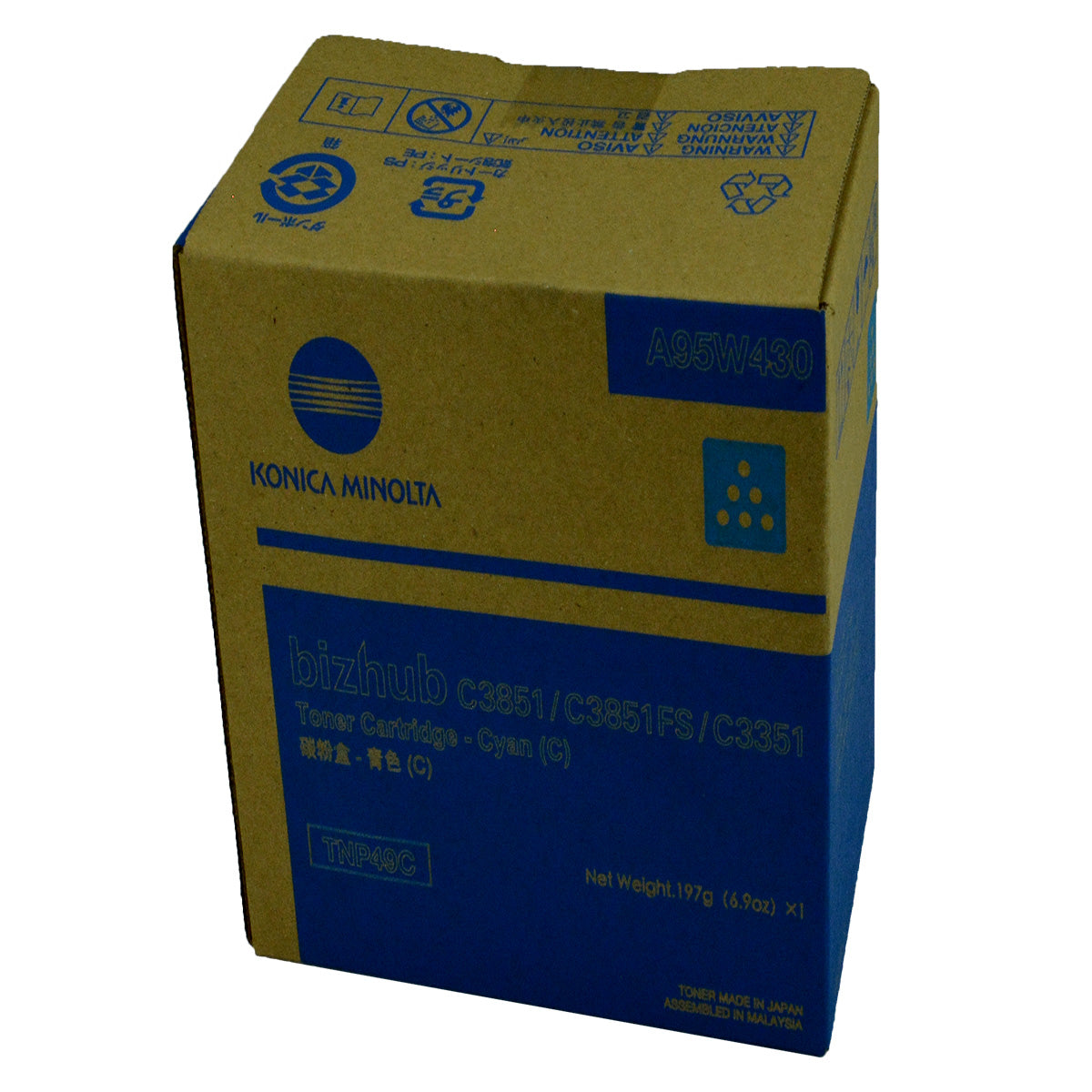 Konica Minolta TNP49C (A95W430) Toner Cartridge, Cyan 12K Yield