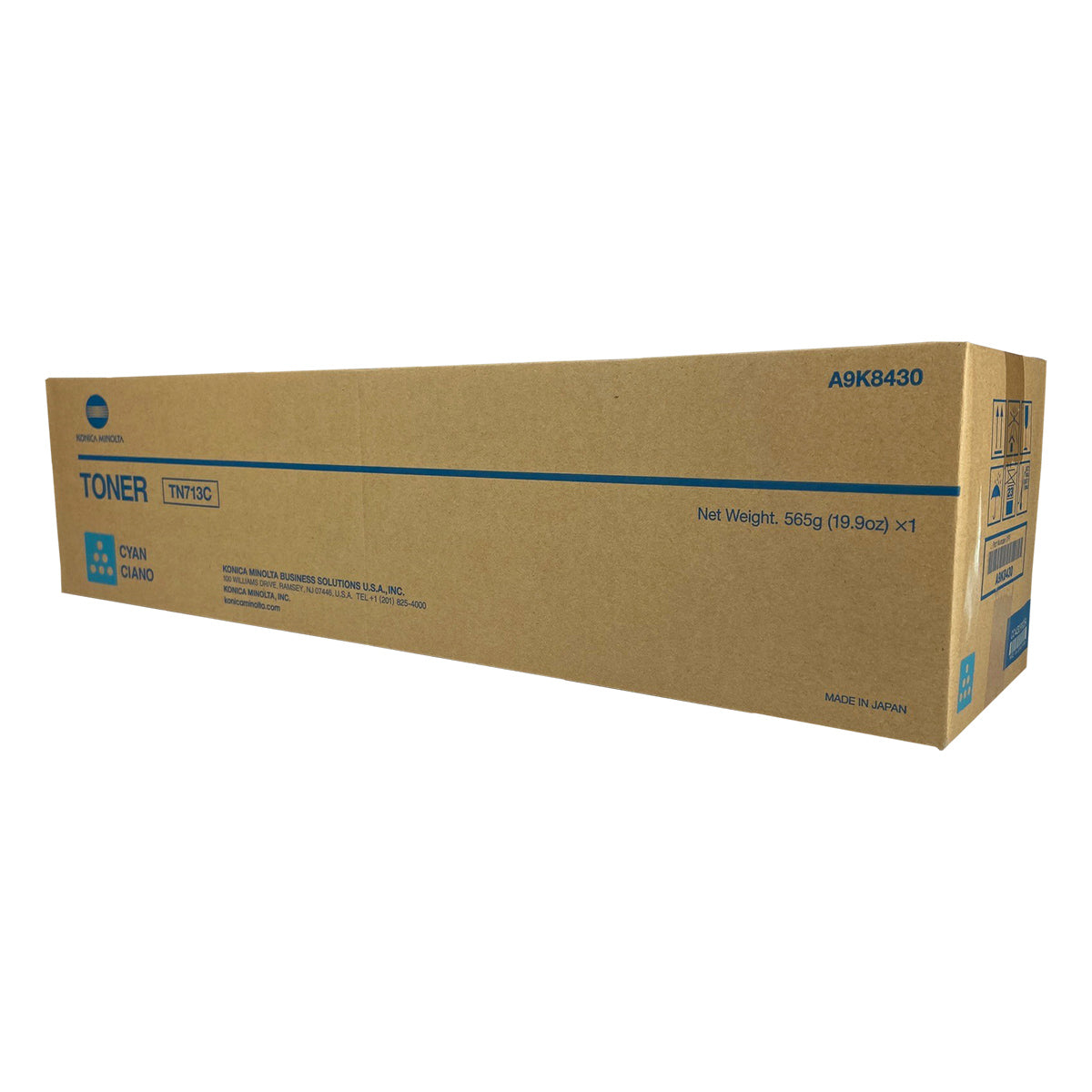 Konica Minolta TN713C (A9K8430) Toner Cartridge, Cyan 33.2K Yield