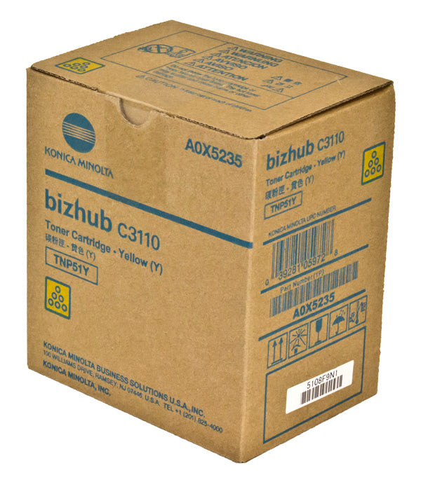 Konica Minolta TNP51Y (A0X5235) Toner Cartridge, Yellow 6K Yield