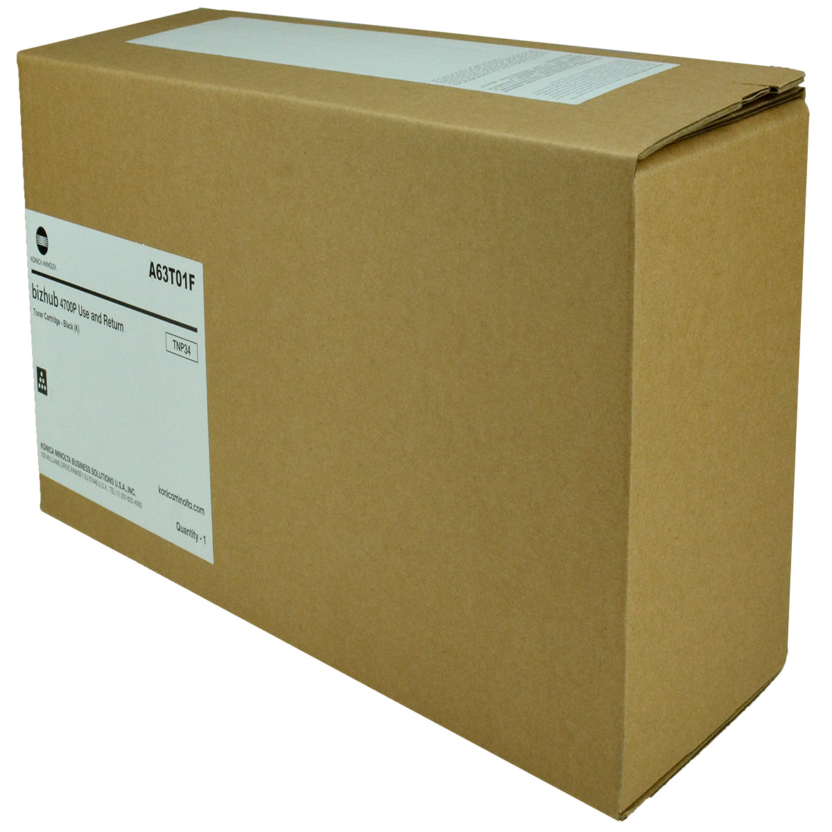 Konica Minolta TNP34 (A63T01F) Toner Cartridge, Black 20K Yield, Return Program