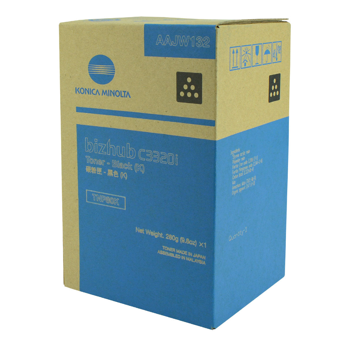 Konica Minolta TNP80K (AAJW132) Toner Cartridge, Black 13K Yield