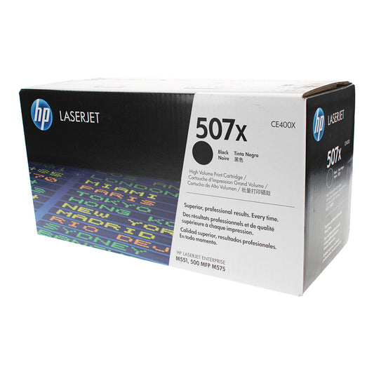 HP 507X (CE400X) Toner Cartridge, Black 11K High Yield