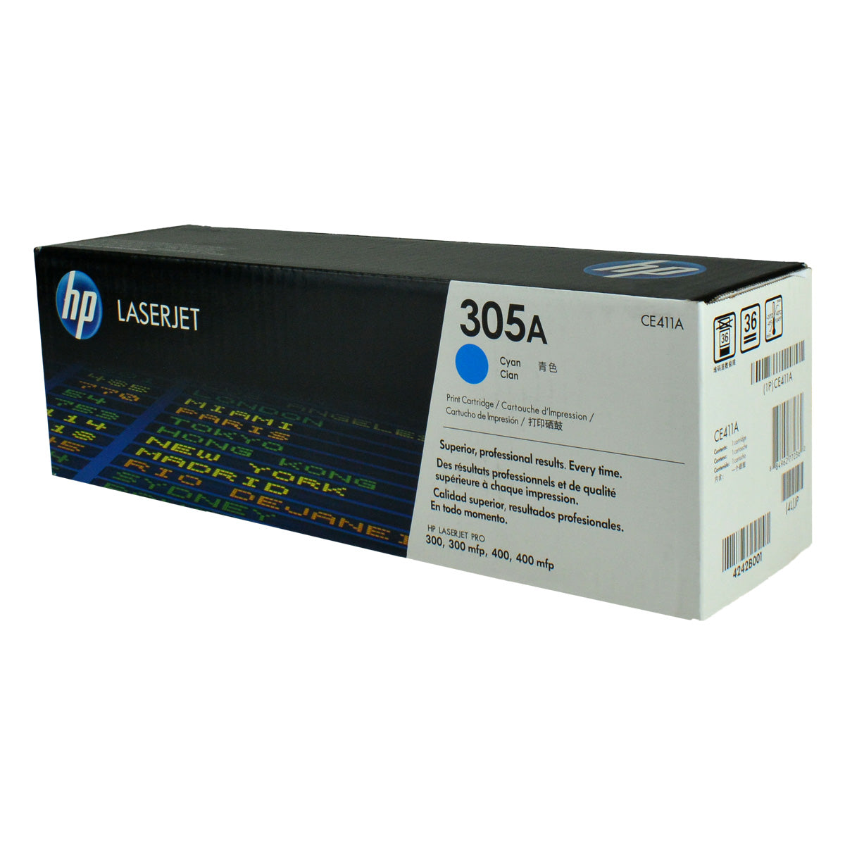 HP 305A (CE411A) Toner Cartridge, Cyan 2.6K Yield