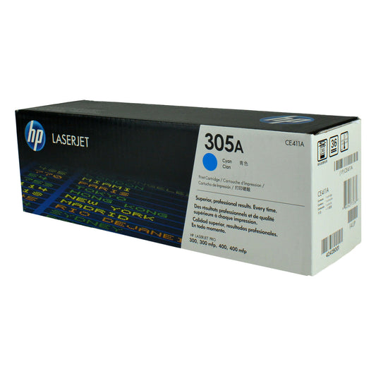 HP 305A (CE411A) Toner Cartridge, Cyan 2.6K Yield