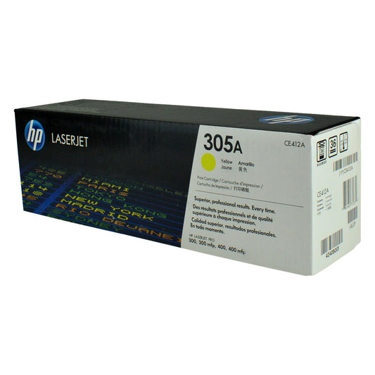 HP 305A (CE412A) Toner Cartridge, Yellow 2.6K Yield