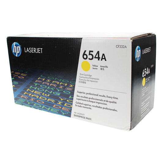 HP 654A (CF332A) Toner Cartridge, Yellow 15K Yield