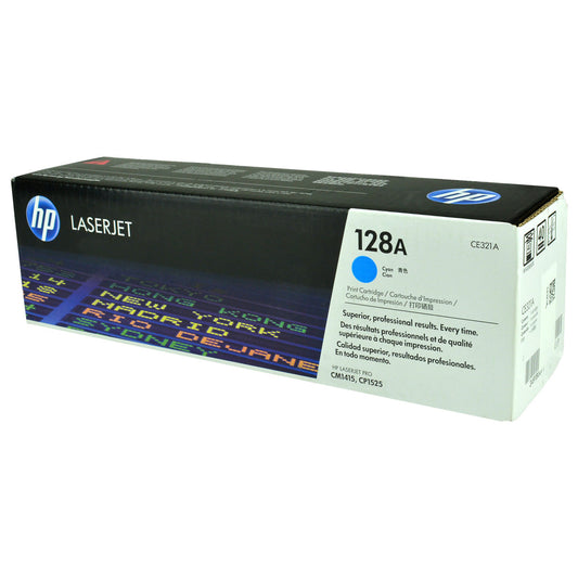 HP 128A (CE321A) Toner Cartridge, Cyan 1.3K Yield