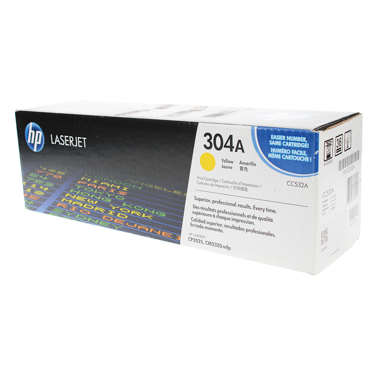 HP 304A (CC532A) Toner Cartridge, Yellow 2.8K Yield