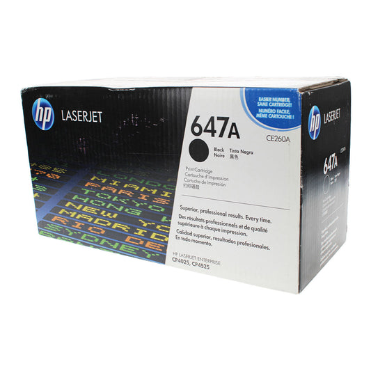 HP 647A (CE260A) Toner Cartridge, Black 8.5K Yield