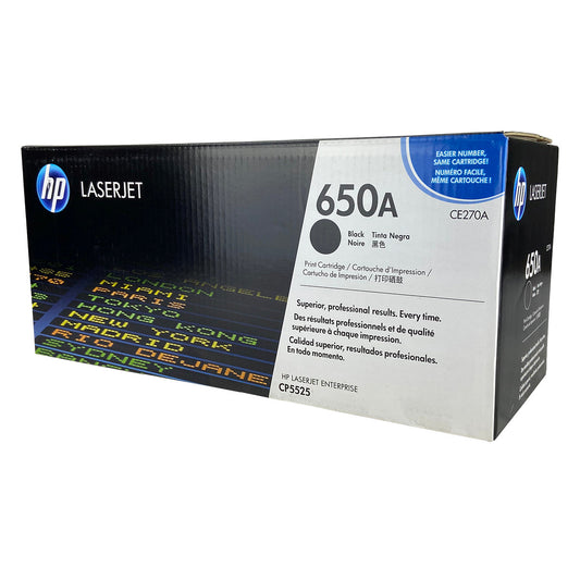 HP 650A (CE270A) Toner Cartridge, Black 13.5K Yield