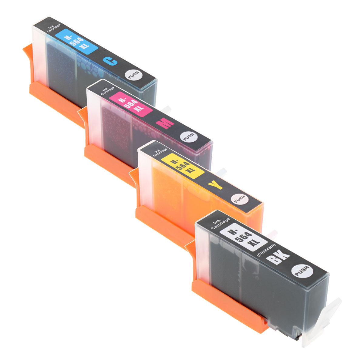 HP 564XL Remanufactured Toner Cartridge Black 550 High Yield Cyan Magenta Yellow 750 High Yield 4-Pack
