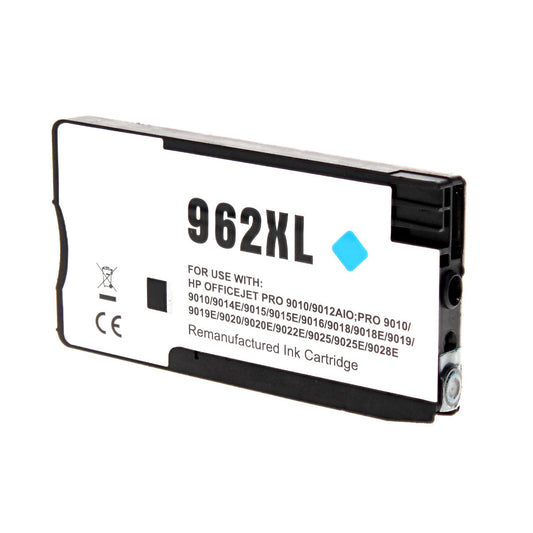 HP 962XL Remanufactured Toner Cartridge Cyan 1600 High Yield Firmware Enhanced