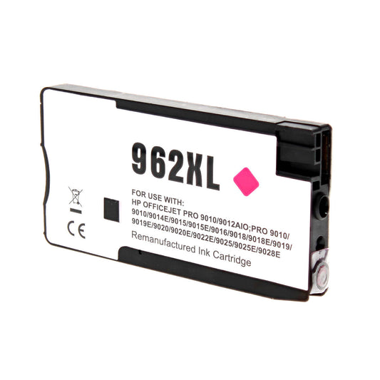 HP 962XL Remanufactured Toner Cartridge Magenta 1600 High Yield Firmware Enhanced