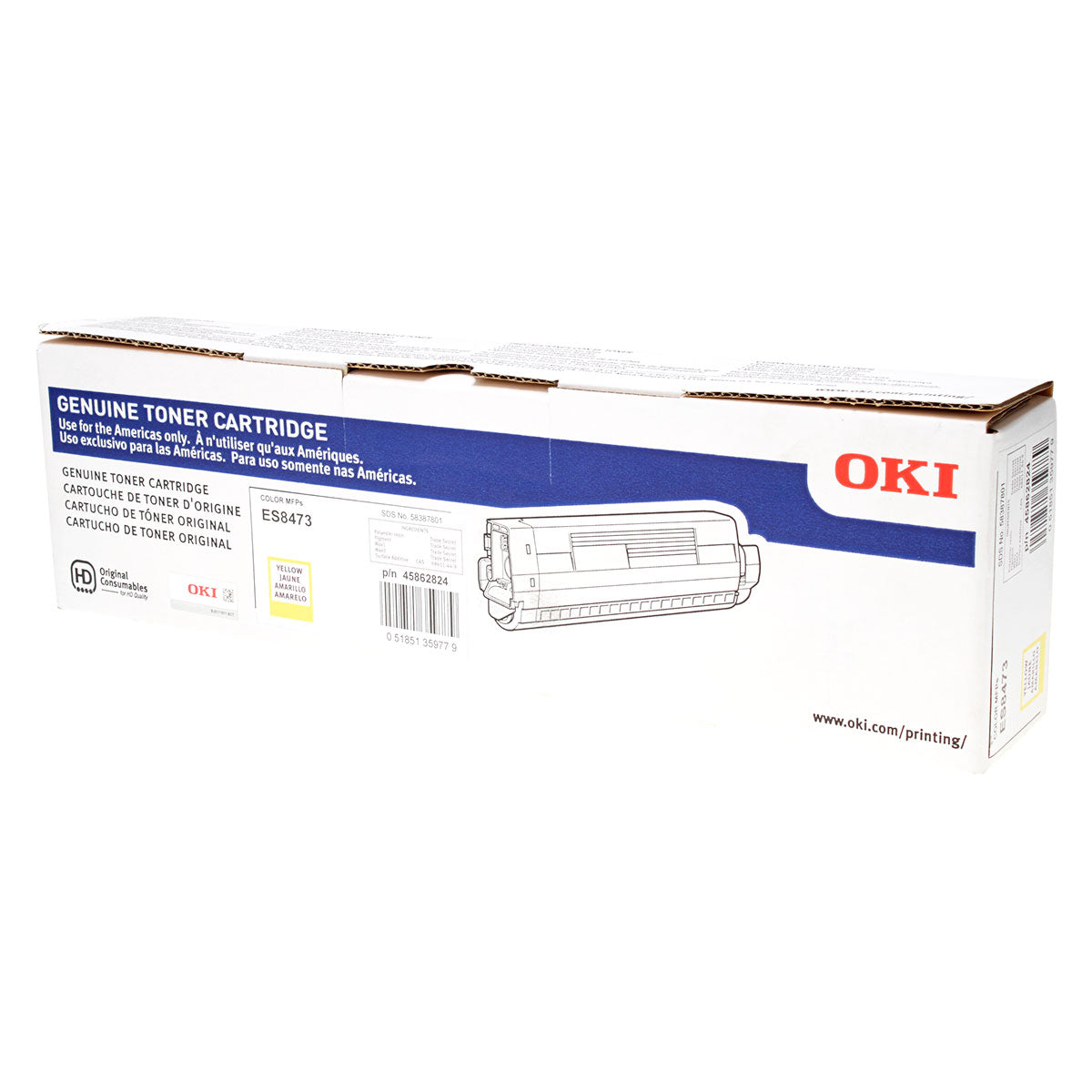 Okidata (45862824) Toner Cartridge, Yellow 8.8K Yield