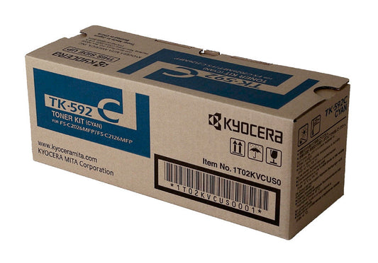 Kyocera Mita TK-592C (1T02KVCUS0) Toner Cartridge, Cyan 5K Yield