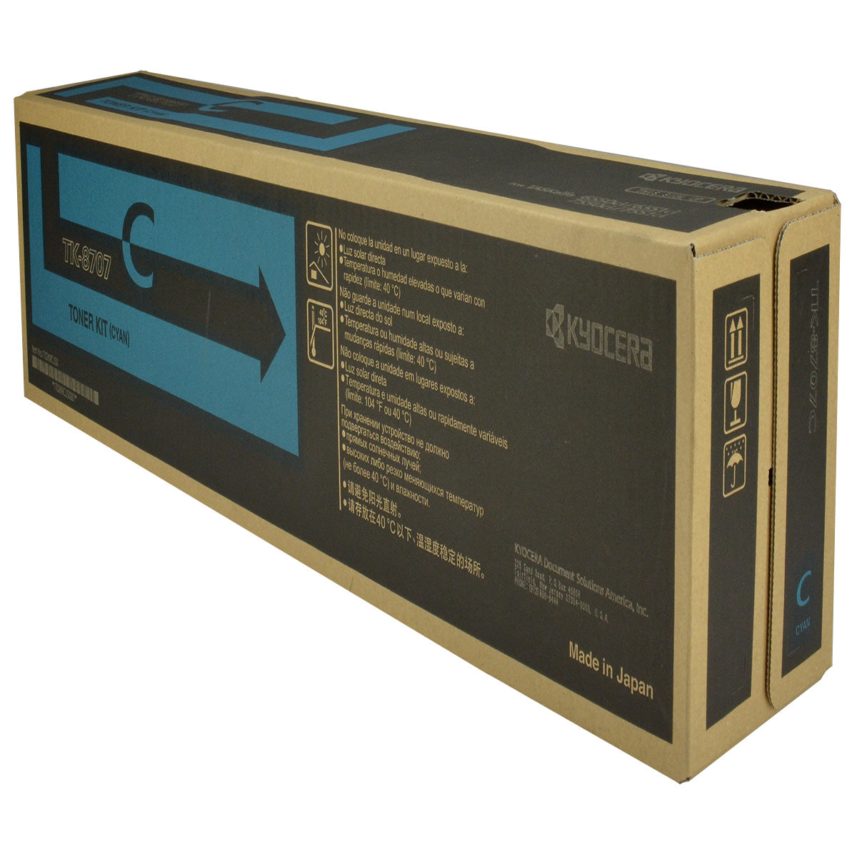 Kyocera Mita TK-8707C (1T02K9CUS0) Toner Cartridge, Cyan 30K Yield