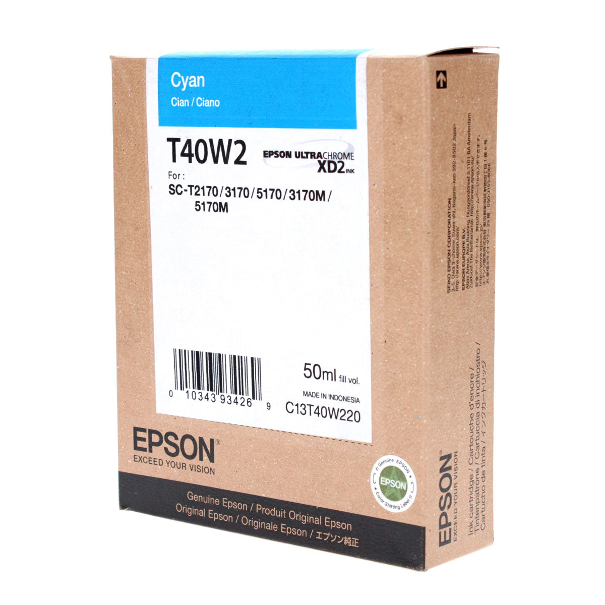 Epson (T40W220) Ink Cartridge, Cyan 50 Ml