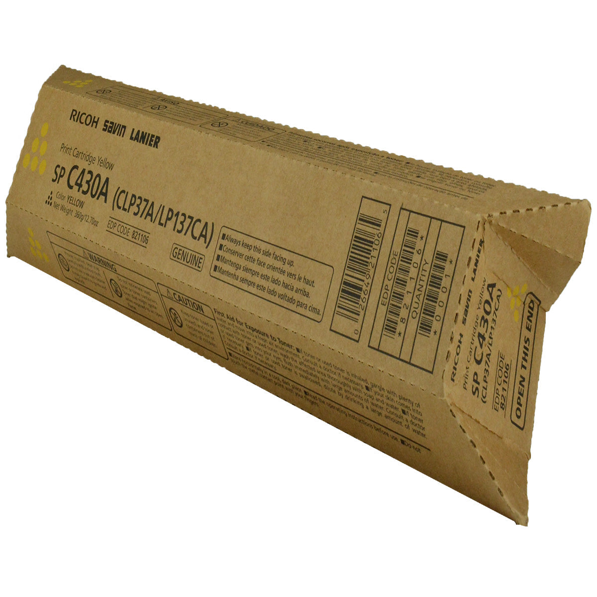 Ricoh (821106, 821302) Toner Cartridge, Yellow 21K Yield