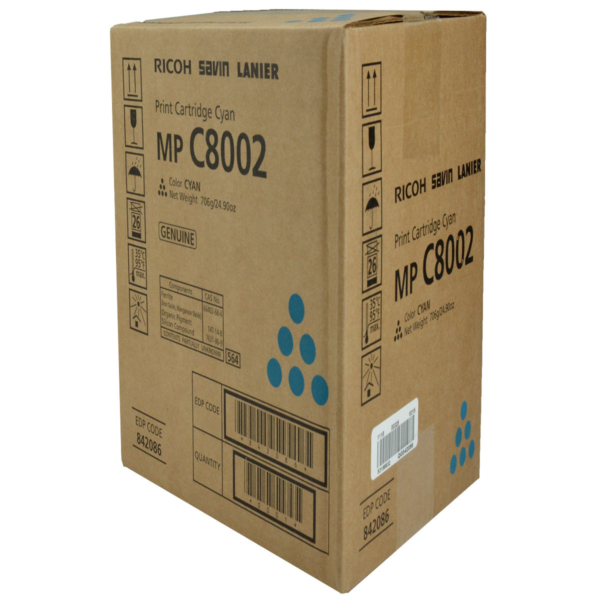 Ricoh (841783, 842086) Toner Cartridge, Cyan 29K Yield