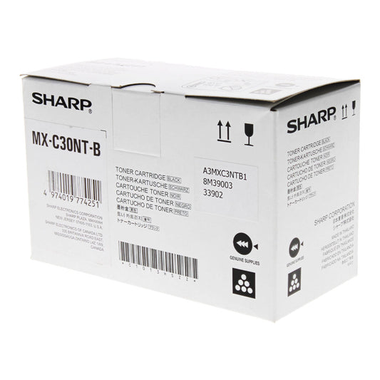 Sharp MX-C30NTB Toner Cartridge, Black 6K Yield