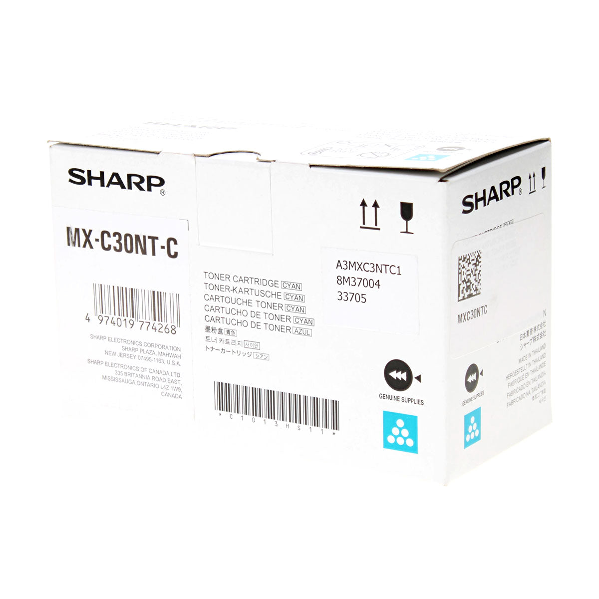 Sharp MX-C30NTC Toner Cartridge, Cyan 6K Yield