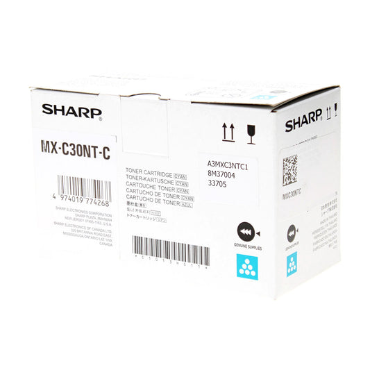 Sharp MX-C30NTC Toner Cartridge, Cyan 6K Yield