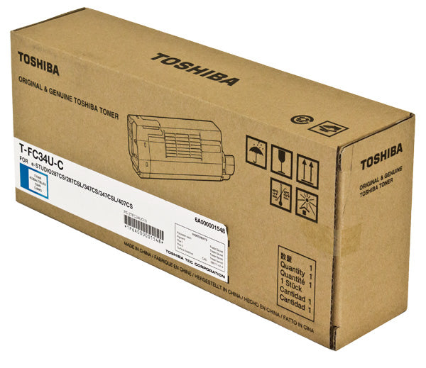 Toshiba T-FC34U-C (TFC34UC) Toner Cartridge, Cyan 11.5K Yield