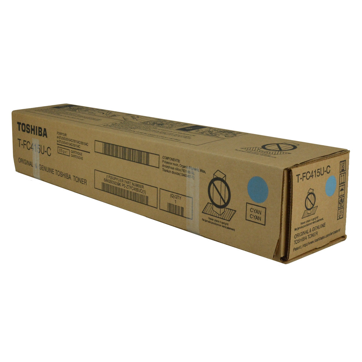 Toshiba T-FC415U-C (TFC415UC) Toner Cartridge, Cyan 33.6K Yield