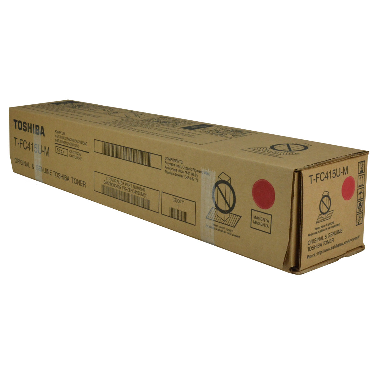 Toshiba T-FC415U-M (TFC415UM) Toner Cartridge, Magenta 33.6K Yield